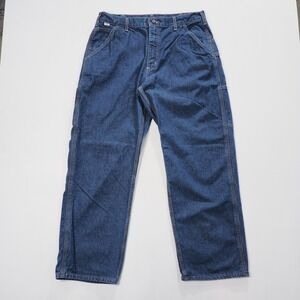 Carhartt FR Jeans FRB13 Mens 35x30 Blue Denim Original Fit Carpenter Work Pants